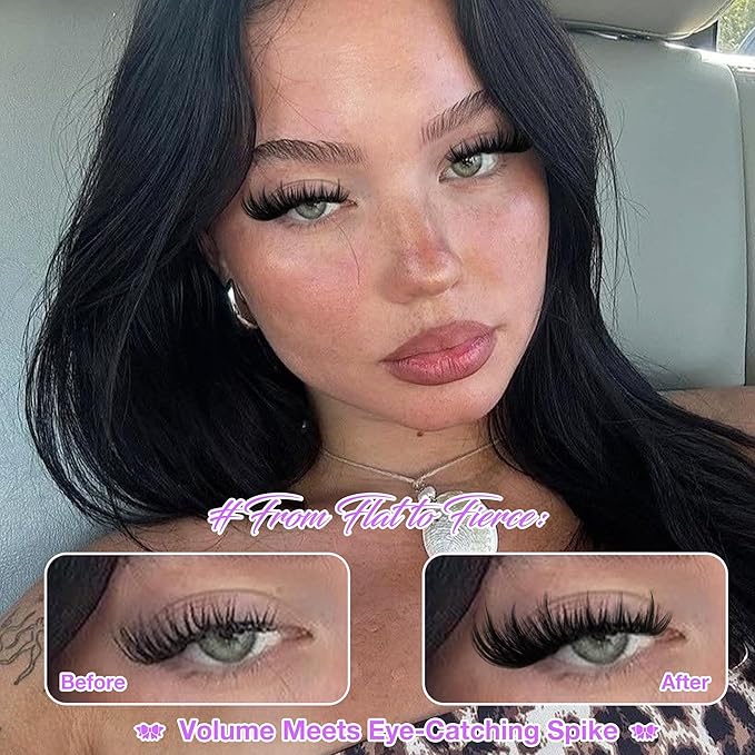 Lash Clusters Wispy Eyelash Clusters Manga Lashes Clusters with Spikes 160D Fluffy Individual Lashes 10-18mm Cluster Eyelash Extensions Volume False Eyelashes Cluster Reusable Lash
