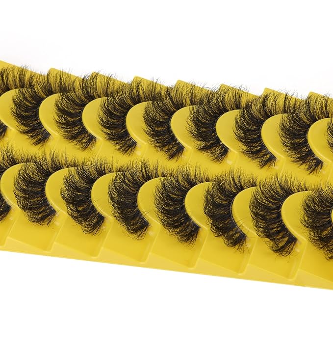 Russian Strip Lashes D Curl Fluffy Wispy False Eyelashes Natural Look Faux Mink Lashes Like Eyelash Extension Fluffy zanlufly Transparent Band Cat Eye Fake Eyelashes Pack