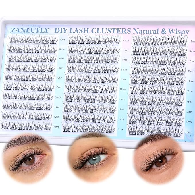 Lash Clusters Wispy Eyelash Clusters CC-Curly Cluster Lashes zanlufly Natural Individual Lashes 180Pcs Eyelash Extension 10-12MM DIY Lash Extension
