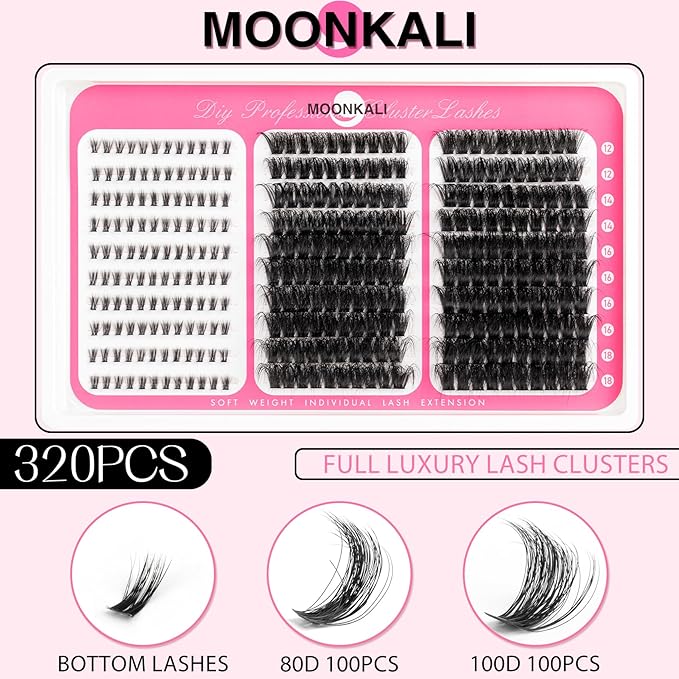 Fluffy Lash Clusters 80D 100D Mix Individual Lashes Clusters With Bottom Eyelash Clusters 12-18MM Thick Volume Cluster Eyelash Extensions Waterproof D Curly DIY Fake Mink Eyelashes Extension