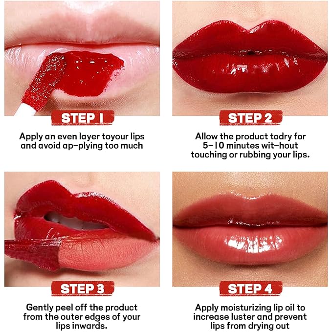 Liquid Lipstick with Clear Lip oil, Dual-Ended Peel-Off Lip Gloss, Long-Lasting Water-proof Lip Gloss (Brown)