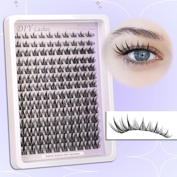 Lash Clusters Wispy Eyelash Cluster Eyelash Extensions Clusters Lashes Extension Natural Look Eyelashes Fairy Lash Clusters Manga Individual Lashes for Self Application (8-16MM)