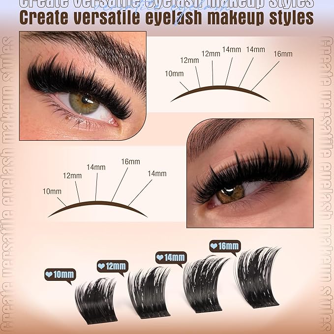 Spiky Lash Clusters Volume Eyelash Clusters With Spikes Wispy Lash Extensions D Curly Individual Lashes Cluster DIY Cluster Eyelash Extensions 10-16mm Thick Lashes Clusters