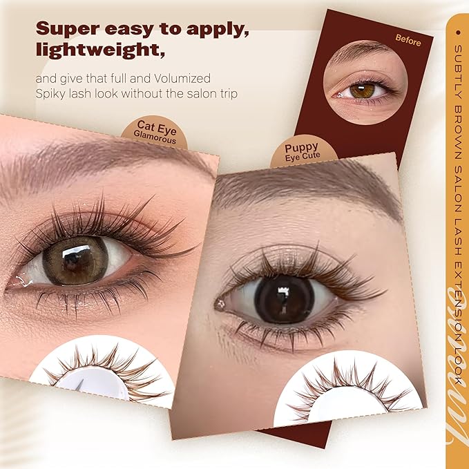 JIMIRE Brown Lash Clusters Kit Manga Lash Extension Kit Natural Look Dark Brown Eyelash Extension Kit 10-16MM CD-Curly Cluster Eyelash Extensions Kit with Lash Bond and Seal 110Pcs DIY at Home