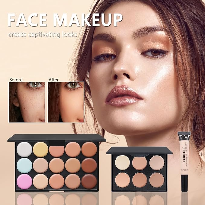Makeup Kit For Girls,Full Makeup Set For Wonmen Includes 40 Colors Eyeshadow Palette Lip Gloss Liquid Lipstick Make up Sponge Brushes Eyebrow Concealer With Makeup Bag