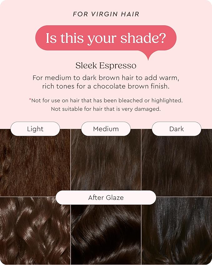 Glaze Supergloss Color Conditioning Gloss With Dispensing Pump – Hydrating Semi-Permanent Color Hair Gloss & Shine Boost – For Natural Medium to Dark Brown Hair – 6.4 Fl Oz - Sleek Espresso