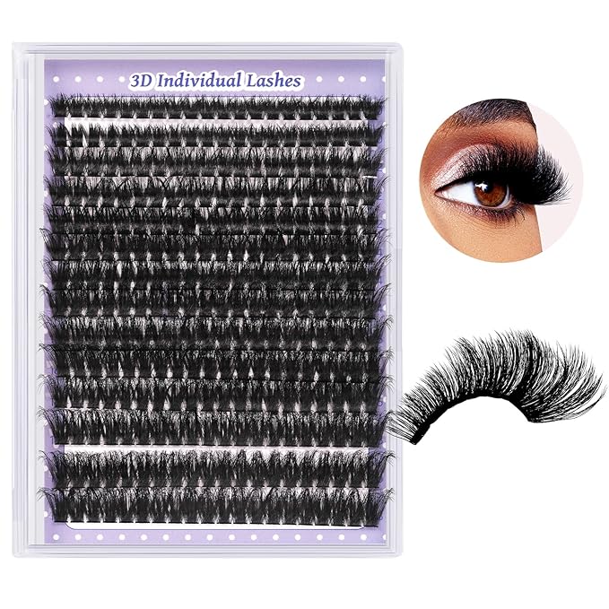 B&Qaugen Lash Clusters 3D Thick Eyelash Clusters 280pcs Cluster Eyelash Extensions 10-18mm 100D Wispy Individual Lashes Volume Lash Clusters DIY Lash Extensions at Home (100D-MIX10-18mm), Black