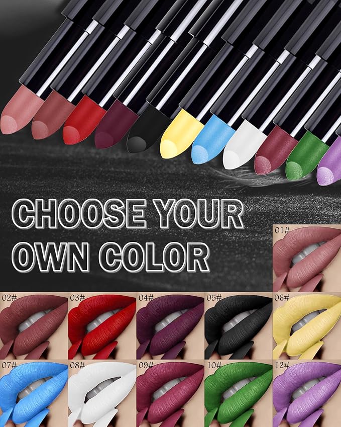 Purple Pink Lipstick,Long Lasting Lipsticks, Hydrating Matte Velvet Lip Stick,Intense Lip Color Non Stick Waterproof&Smudge Proof Lipsticks,Facial Beauty Lavender Lipstick Makeup for Halloween Party12