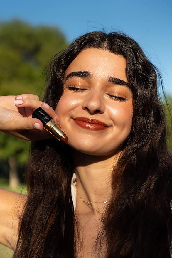 Essence Of Argan Dark Brown Lipstick for Cracked & Dry Lips - 100% Organic Argan & Jojoba Oil, Shea Butter & Aloe Vera - Hydrating & Deep Moisturizing Chocolate Brown Long Lasting Lipstick for Women