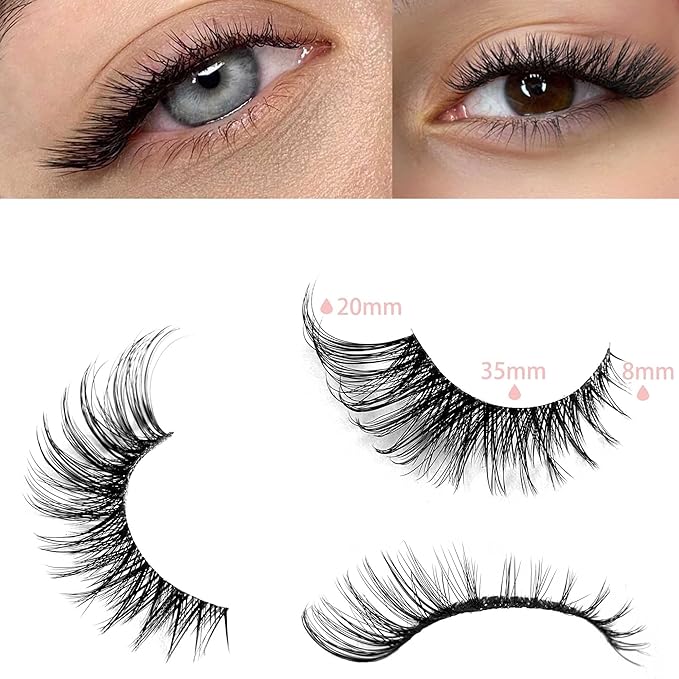 Yasnai Fox Lashes False Eyelashes Strip Volume Lashes Wispy Cat Eye Fake Lashes Natural Eyelashes 7 Pairs Pack