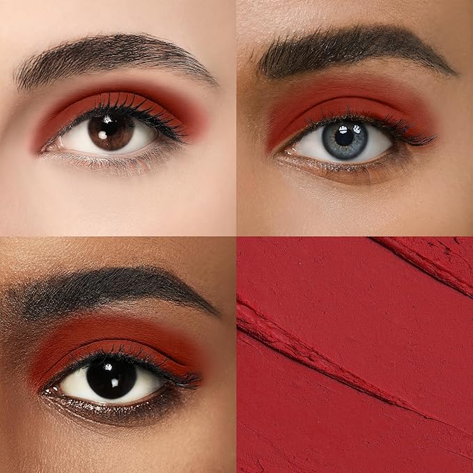Longwear Cream Eye Shadow Sticks(69 Glory Lily Matte),Smudge-Proof, Waterproof Eyeshadow,Silky Formula Glitter With Makeup Brush,Red Eyeshadow Stick