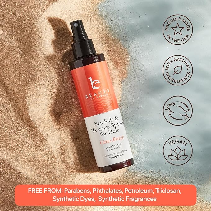 Beauty by Earth Sea Salt Spray for Men & Women - Texture Hair Spray for Adding Volume & Beachy Waves, USA Made with Organic Ingredients