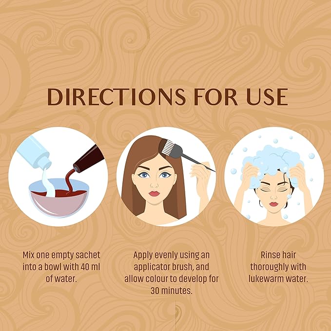 Vatika Naturals Permanent Hair Dye Natural Brown, 100% Grey Coverage, Ammonia-Free, for Long-Lasting Color, No Damage, for Healthy, Vibrant Hair - 18 Sachets X 10g (Natural Brown, Pack of 3)