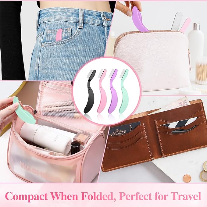 4-Pack Eyelash Combs, Eyelash Separator Tool for Clump-Free & Defined Lashes, Folding Lash Comb Eyelash Brush with Steel Comb Teeth