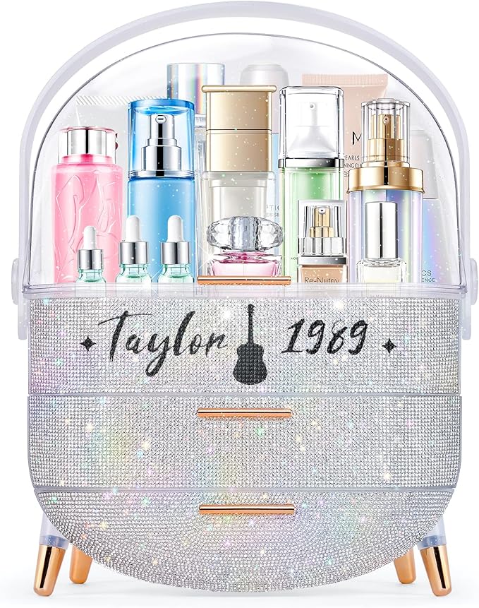 Teen Girls Gift Makeup Organizer,Skincare Organizer Jewelry Storage,Cosmetics Storage and Display Case,Make Up Holders and Organizers for Countertop,Bathroom Organizer (Text)