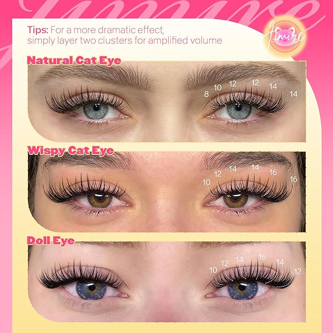 JIMIRE Wispy Lash Clusters Invisible Band Manga Eyelash Clusters 8-16MM D Curly Fairy Cluster Eyelash Extensions Venus Lashes Clusters 110Pcs DIY Lash Extensions at Home