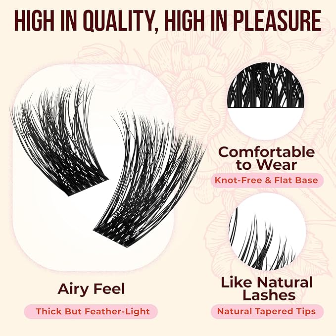 WINKGIGGLE Lash Clusters,Mega Volume DIY Individual Eyelash Extensions Wispy Lashes Cluster Kit at Home