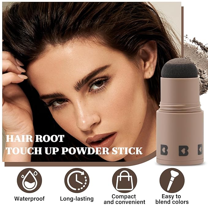 Boobeen Hairline Powder Stick, Root Touch Up and Hair Shadow Powder Stick, Waterproof Hairline Filler to Cover Gray Hair, Thinning Hair