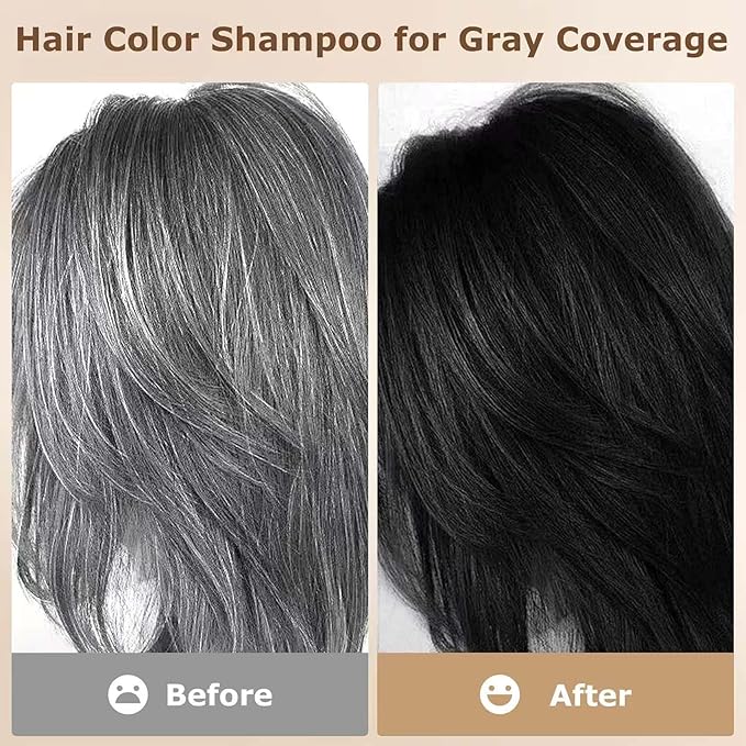 Limer Hair Dye Shampoo, Chestnut Brown 6-in-1 Natural Herbal Hair Color Shampoo, Semi-Permanent Gray Coverage with Pleasant Scent, Ammonia-Free Formula for Women & Men (460ml/15.55fl oz)