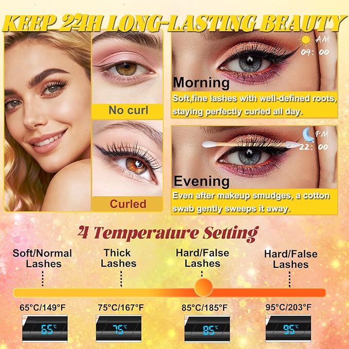 Heated Eyelash Curler - Eyelash Curlers Heated 4 Temperature Modes| Rechargeable Electric Eyelash Curler Pro| Heated Lash Curler for Women with Eyelash Comb Heat up in 8s Anti-Burn Design (Black-3)