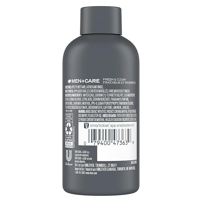 DOVE MEN + CARE Fortifying 2 in 1 Shampoo and Conditioner for Normal to Oily Hair Fresh and Clean with Caffeine Helps Strengthen Thinning Hair 3 oz (Pack of 3)