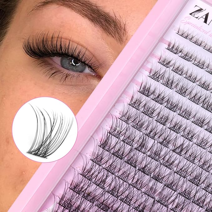 Lash CLusters Wispy Eyelash Clusters Natural Lash Extensions C-Curly zanlufly Individual Lashes DIY Eyelash Extensions at Home Mix Length Cluster Lashes (180Pcs,8-16MM)
