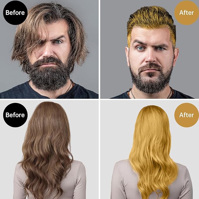 Temporary Gold Hair Color Wax, Blonde Hair Color for Men Women, Hair Dye Wax Washable Hair Styling Clay for Girls Age 4 5 6 7 8 9 10+ Birthday, Halloween, Christmas, Party, Cosplay, Carnival