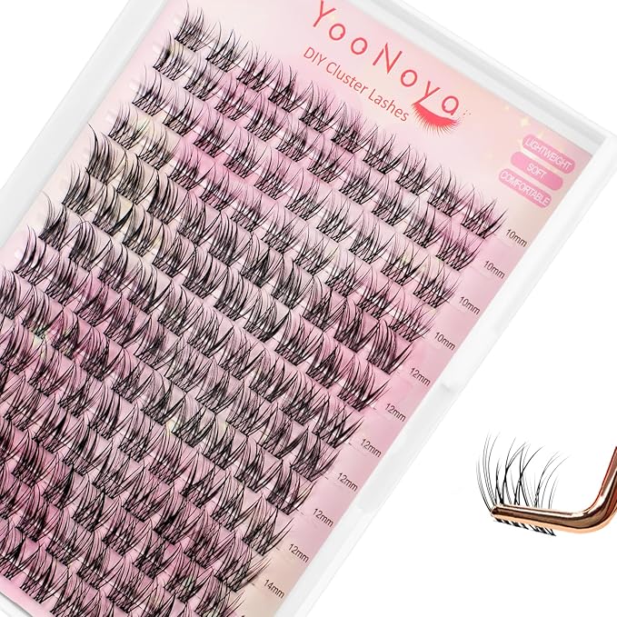 Wispy Lash Clusters 140 Pcs 10-14mm Mix Short Eyelash Clusters C Curl Cluster Eyelash Extensions Natural Wispy Cluster Lashes Reusable Individual Invisible Band Lash clusters (QX-10-14mm)