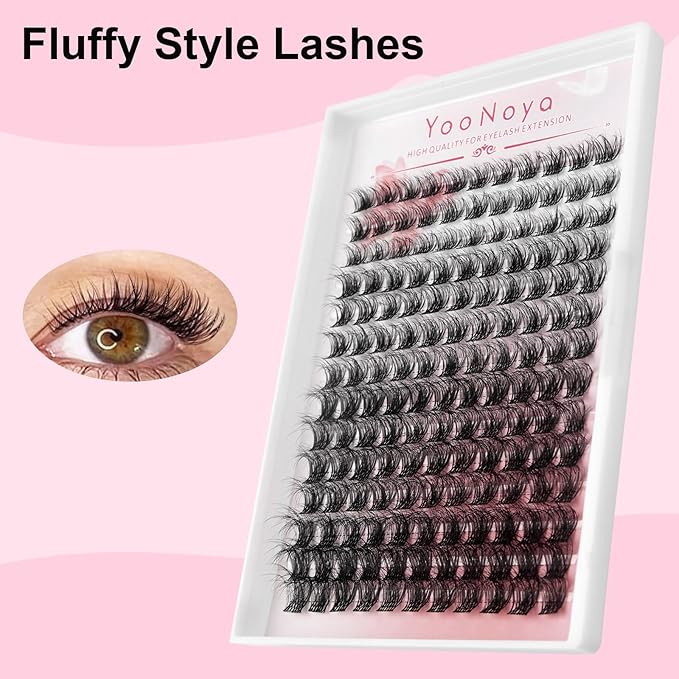 Lash Clusters Wispy Cluster Eyelash Extensions Invisible Lash Band 154Pcs 10-16mm Natural Lash Extensions Fluffy Volume Lash Clusters D Curl Individual Lashes for Beginners (QA-10-16mm)