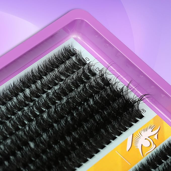 Lash Cluster 280 Pcs DIY Lash Clusters Extensions - 80D+60D Soft Wispy D Curl Eyelash Clusters for Home Makeup 9-18 mm Waterproof Cluster Eyelash Extensions
