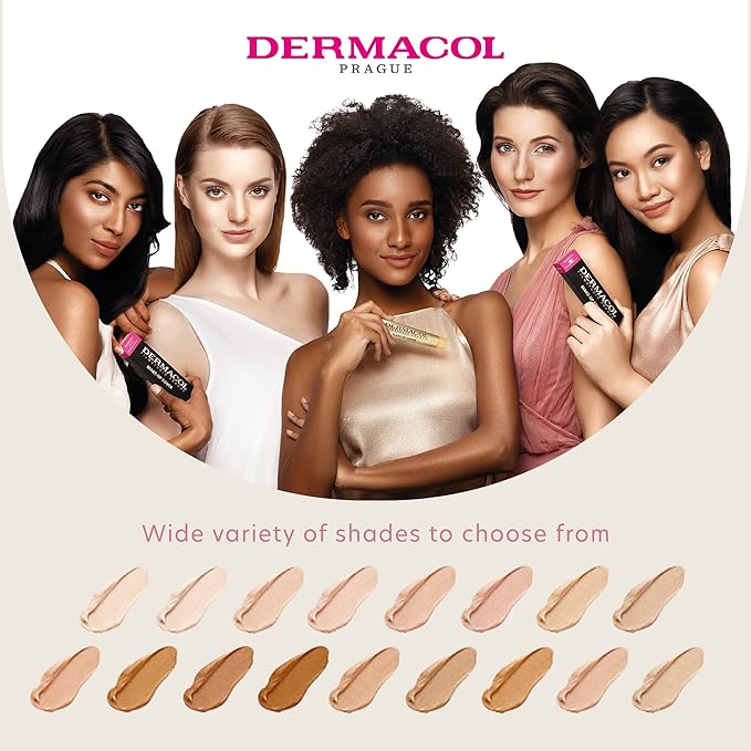 Dermacol Mini Full Coverage Foundation 13g, Liquid Matte Makeup with SPF 30, Waterproof Foundation for Oily Skin, Acne, & Under Eye Bags, Long-Lasting Makeup Products Shade - 210