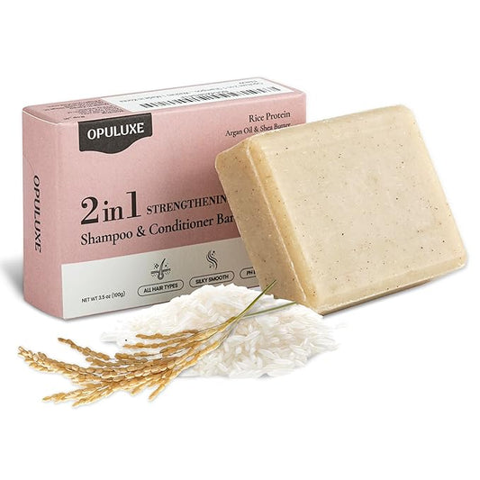 2-in-1 Shampoo and Conditioner Bar – All Hair Types - Strengthening & Moisturizing with Rice Protein, Argan Oil, Shea Butter – Fresh Floral Musk – 80+ Washes – Made in Korea