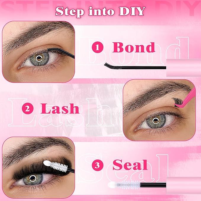 Mega Bold Lash Clusters Kit 14-24mm D-curved Cluster Eyelash Extensions Kit 200D Thick Volume Eyelash Clusters Kit with Lash Bond and Seal by ALPHONSE