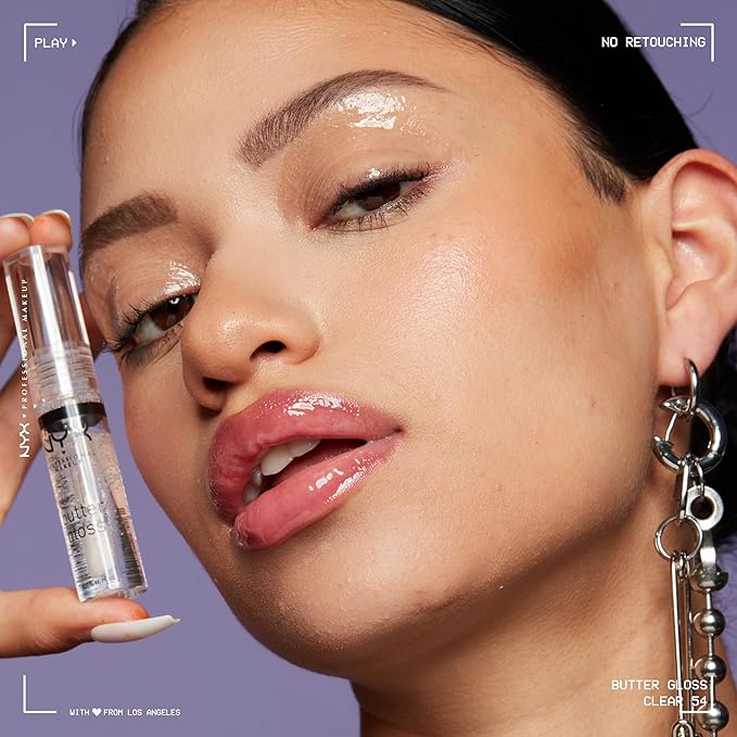 NYX PROFESSIONAL MAKEUP Butter Gloss, Non-Sticky Lip Gloss - Sugar Glass ,Clear