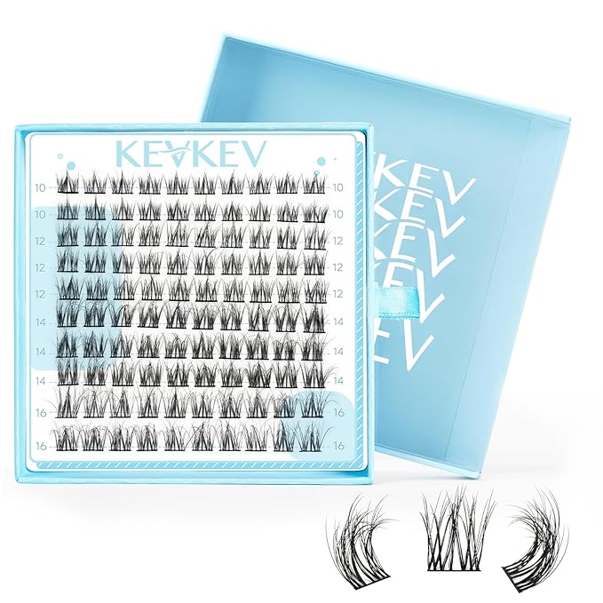 KevKev Lash Clusters 3D Fluffy Cluster Lashes 100 Pcs DIY Lash Extensions Mixed C/D Eyelash Clusters Individual Lashes Cluster Thin Band & Soft Resuable Lashes(Snowdrop,10-16mix)
