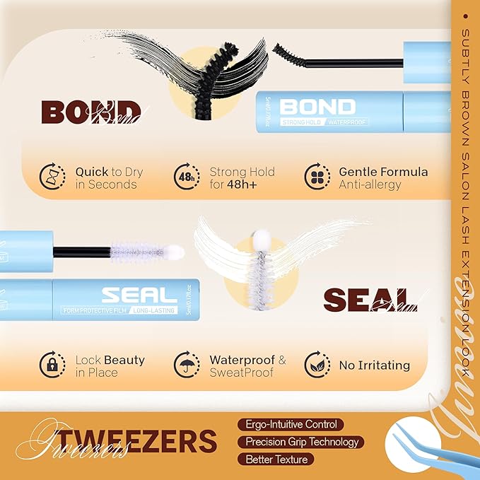 JIMIRE Brown Lash Clusters Kit Manga Lash Extension Kit Natural Look Dark Brown Eyelash Extension Kit 10-16MM CD-Curly Cluster Eyelash Extensions Kit with Lash Bond and Seal 110Pcs DIY at Home