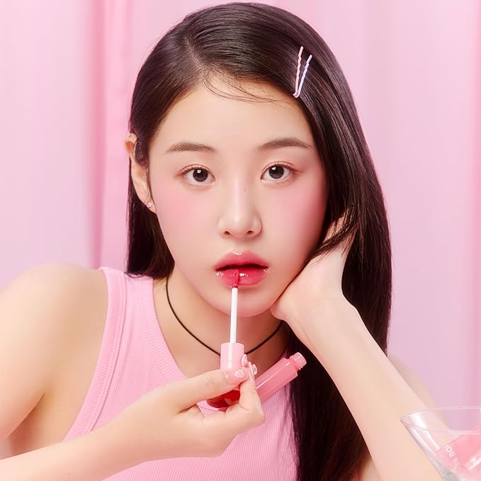 YNM Heart Jelling Tint, CHERRY JELLING, Silicone Lip Brush Included, K-Beauty, Non-Sticky, Moisturizing, Smudge-Proof, Korean Lip Tint, Long-Lasting, Vivid Color, 0.09 oz