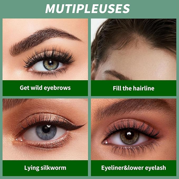 Microblading Eyebrow Pen, 4 Tip Precise Microblade Eyebrow Pencil That Looks Like Hair, Waterproof Natural Eye Brow Pencils for Women, Non Dry Out and Last All Day (Black)