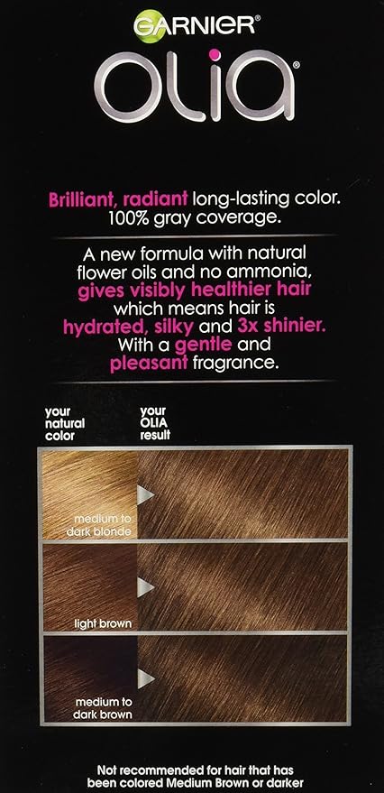 Garnier Hair Color Olia Ammonia-Free Brilliant Color Oil-Rich Permanent Hair Dye, 6.0 Light Brown, 1 Count (Packaging May Vary) (Pack of 2)