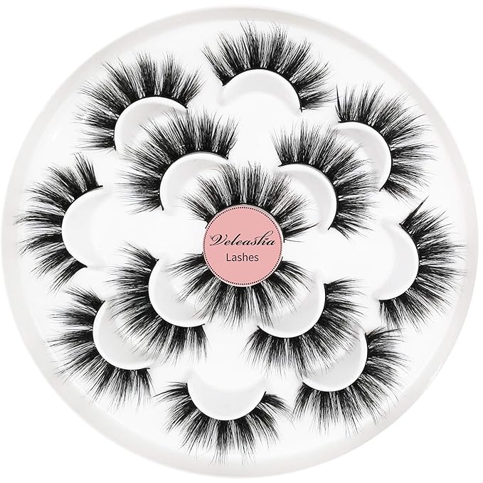 Veleasha Lashes 5D Faux Mink Lashes Fluffy False Eyelashes Handmade Eye Lashes Wispy Lightweight Fake Lashes Luxurious Volume Fake Eyelashes 7 Pairs Pack (Dubai)