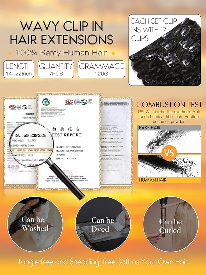 Caliee 3B 3C Jerry Curly Human Hair Clip in Extensions 12Inch Curly Clip in Hair Extensions Natural Black 1B Hair Extensions Clip Ins 120G 7Pcs with Clips