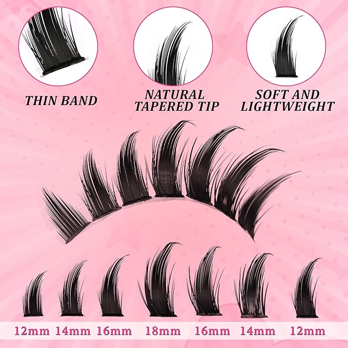 Lash Clusters Lash Spikes Eyelash Clusters Volume Long 12-18mm Individual Lashes DIY Spiky Lash Extension Mega Cluster Eyelash Extensions Mink Strips Lashes Thick