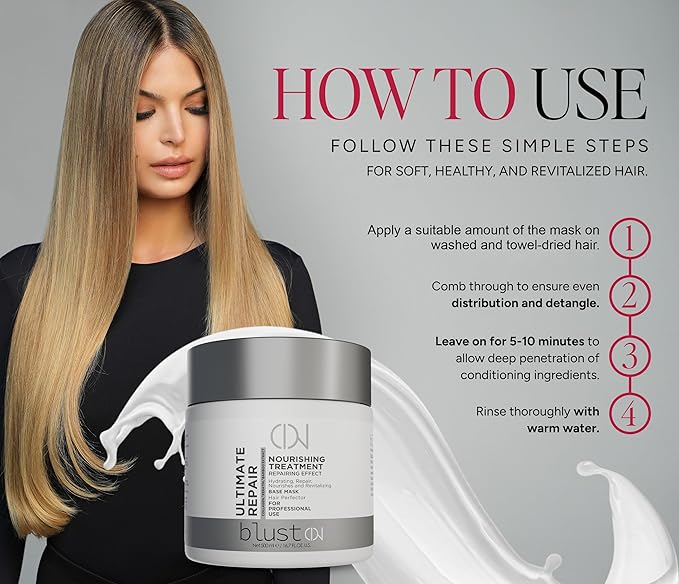 Ultimate Repair Mask for Damaged Hair with Collagen & Keratin – Hydrating Mask for Dry Hair, Deep Conditioning Treatment & Repair with Bamboo & Avocado Oil 500ml