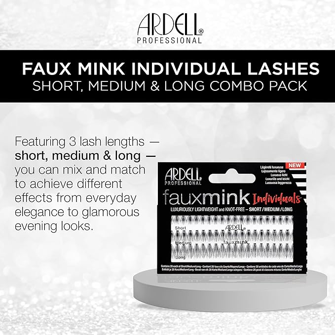 Ardell Faux Mink DIY Lash Clusters - Cluster Eyelash Extensions, Individual Lashes, Eyelash Clusters, Lash Extension Short, Medium & Long Combo, 4 Pack
