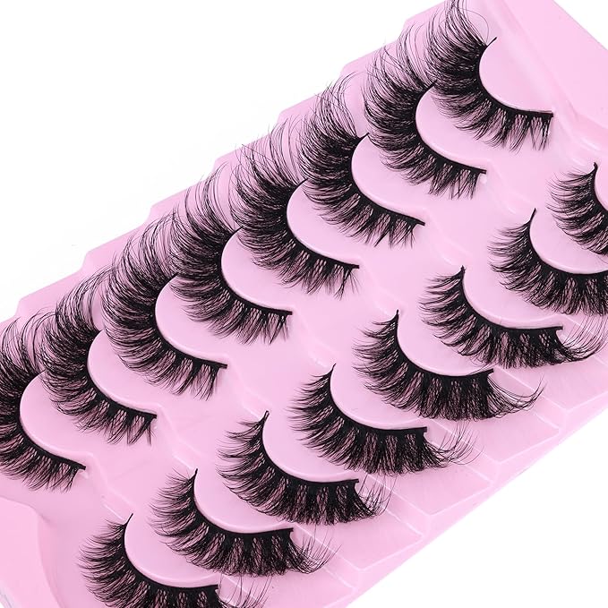 Fluffy Cat Eye Lashes - Faux Mink Wispy Strip Lashes, Black
