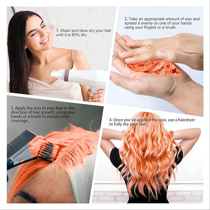 Temporary Orange Hair Spray Color Wax with Dye Brush, Instant Natural Hairstyle Cream 4.23 oz, Disposable Coloring Mud for Men Women Youth, Washable Styling Pomades, Party Cosplay DIY Halloween