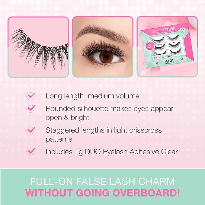 Ardell Faux Mink Lashes Holiday Lash Set 817 – 3 Pairs of Natural Look False Eyelashes with Bonus Duo Adhesive, Soft Wispy Lashes, Lightweight Lash Strip Gift Set