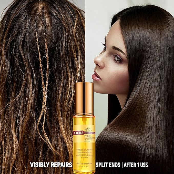 Maca Essence Oil, 1.69 FL OZ, Damaged Hair Repair Essence Oil, Deeply Nourishes Scalp, Promotes Hair Growth, Suitable for Men and Women, 50ML