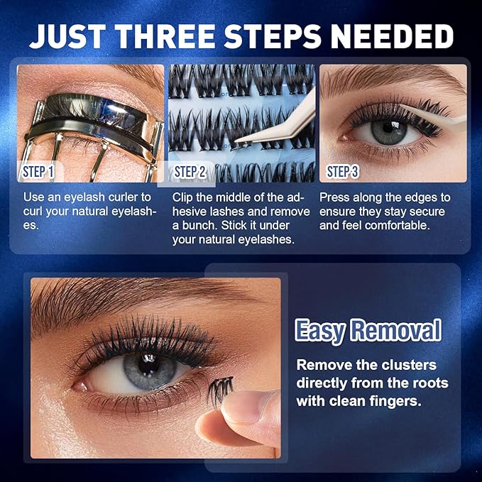Self Adhesive Eyelashes Clusters Natural Look Wispy Press On Lash Clusters Pre Glued Eyelash Clusters Reusable No Glue Needed Lash Extensions