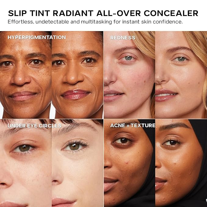 Saie Slip Tint Radiant Cream Concealer & All-Over Face Makeup - Concealer for Dark Circles, Redness & Blemishes - Lightweight Makeup Made with Hydrating Hyaluronic Acid - Shade 21 (0.17 oz)